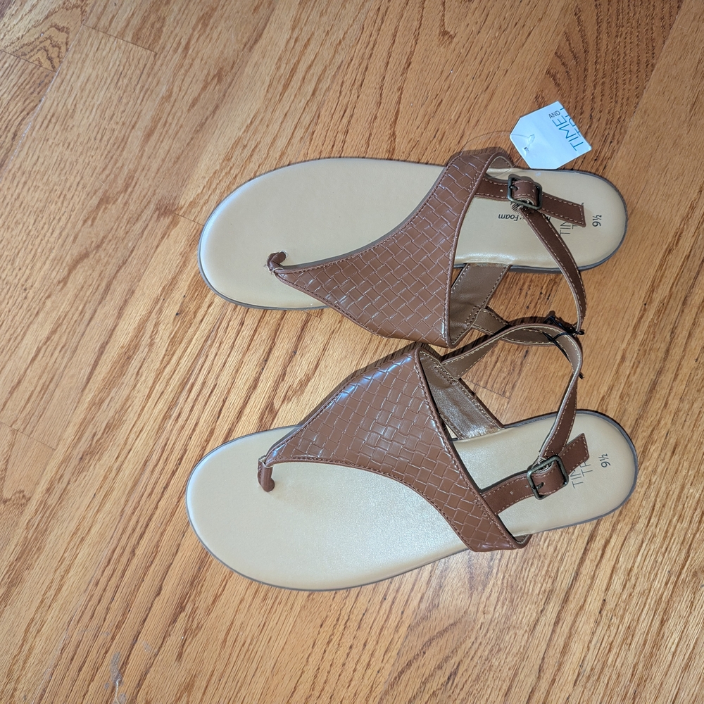 Time and Tru Tan Woven Sandals Brown